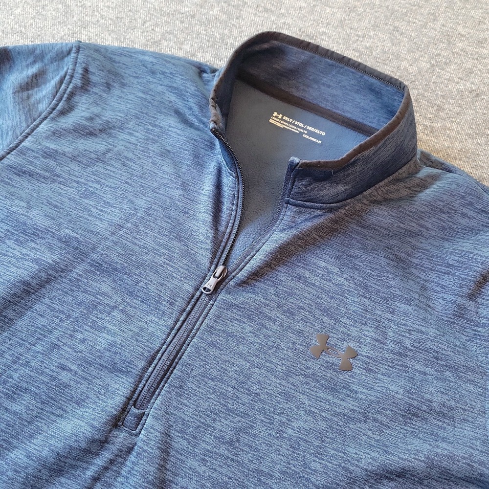 Under Armour ColdGear Men's 3XLT Big & Tall Blue 1/4 Zip Mock Neck Fleece